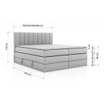 Łóżko kontynentalne - ALVER KING 200x200 - H3 - jasnoszary, welwet - Topper T25