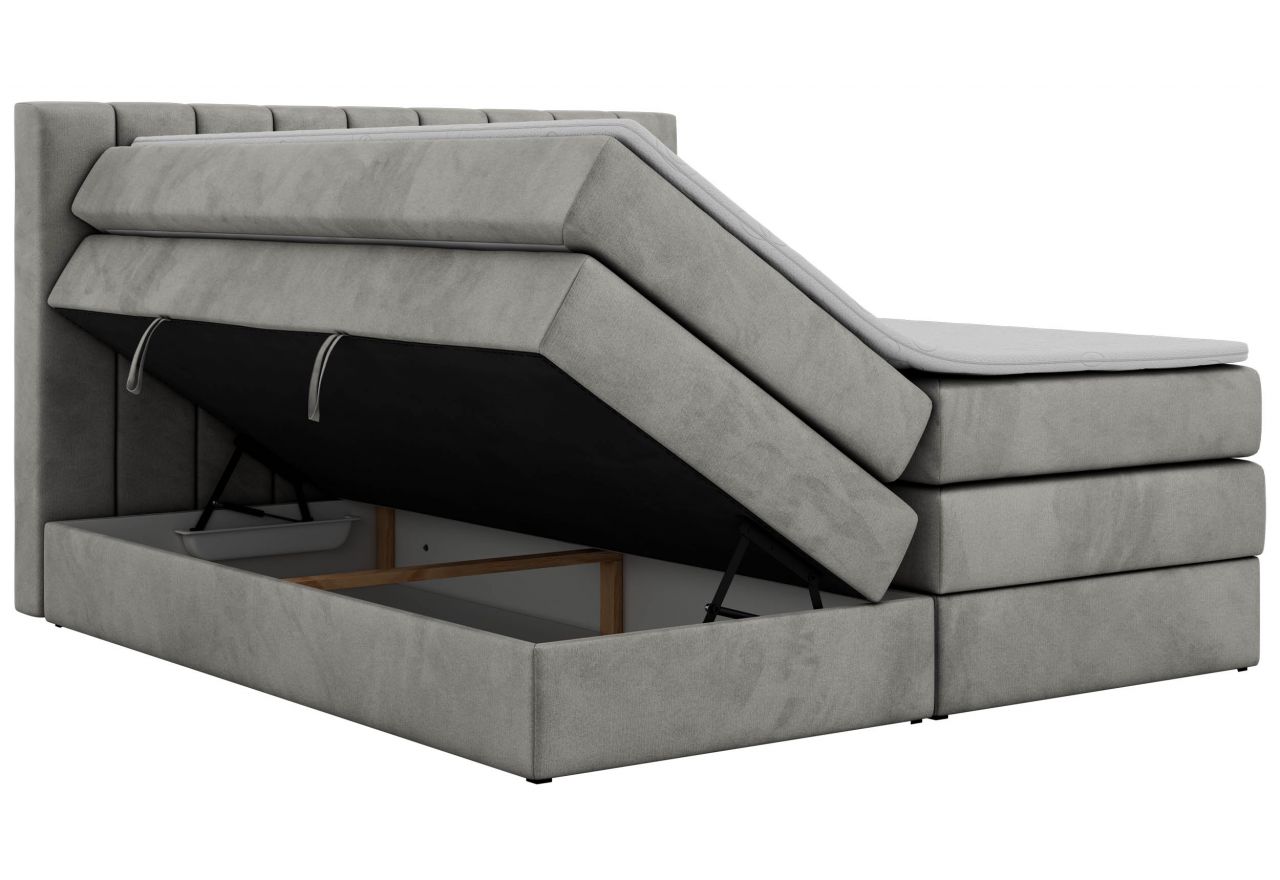 Łóżko kontynentalne - ALVER KING 140x200 - H4 - jasnoszary, welwet - Topper T25