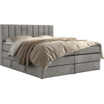 Łóżko kontynentalne - ALVER KING 160x200 - H4 - jasnoszary, welwet - Topper T25
