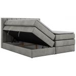 Łóżko kontynentalne - ALVER KING 180x200 - H4 - jasnoszary, welwet - Topper T25