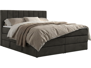 Łóżko kontynentalne - ALVER KING 140x200 - H3 - ciemnoszary, welwet - Topper T25