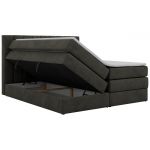 Łóżko kontynentalne - ALVER KING 160x200 - H3 - ciemnoszary, welwet - Topper T25