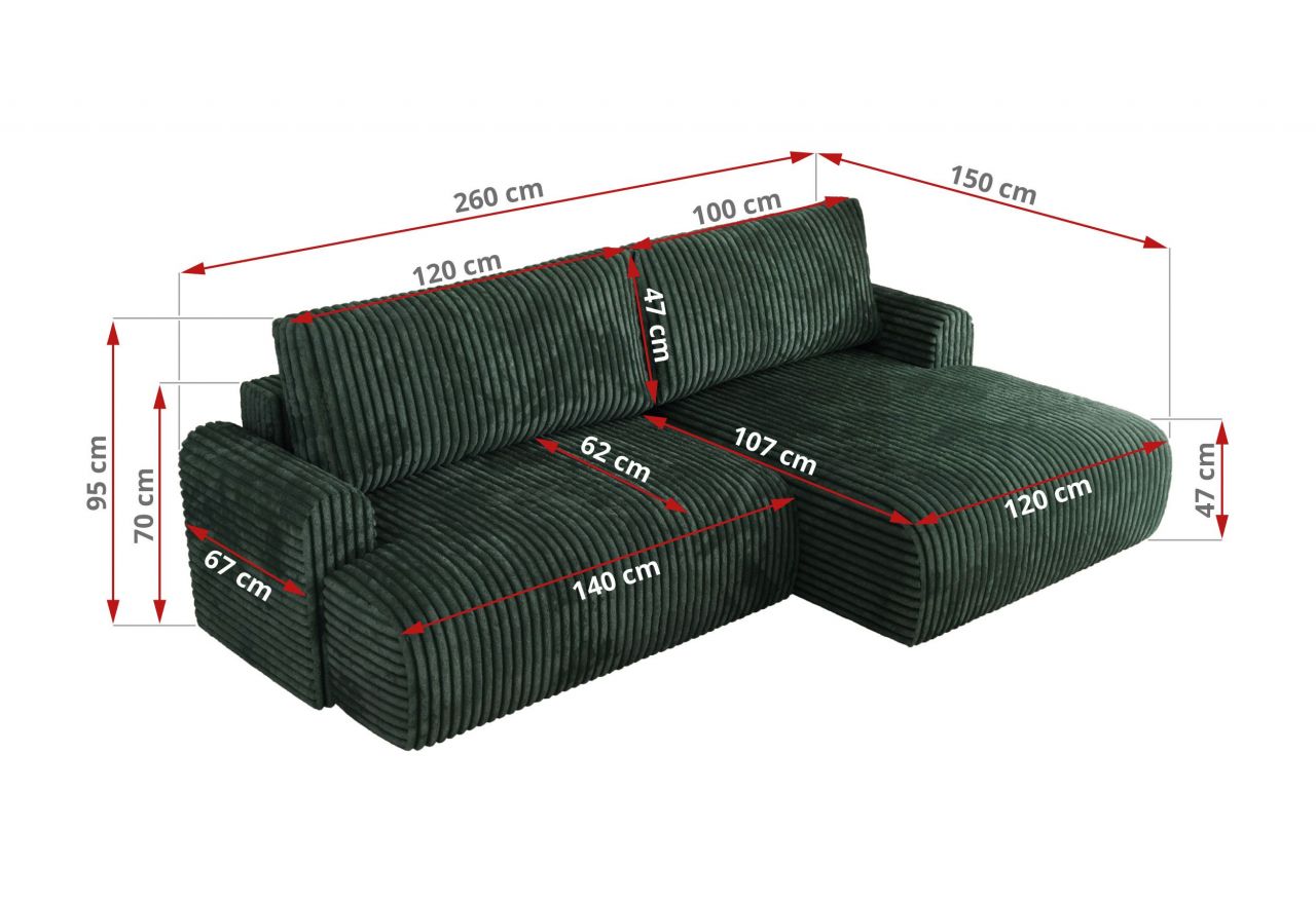 Narożnik TONO L - Tilia 39 - zielony - OUTLET