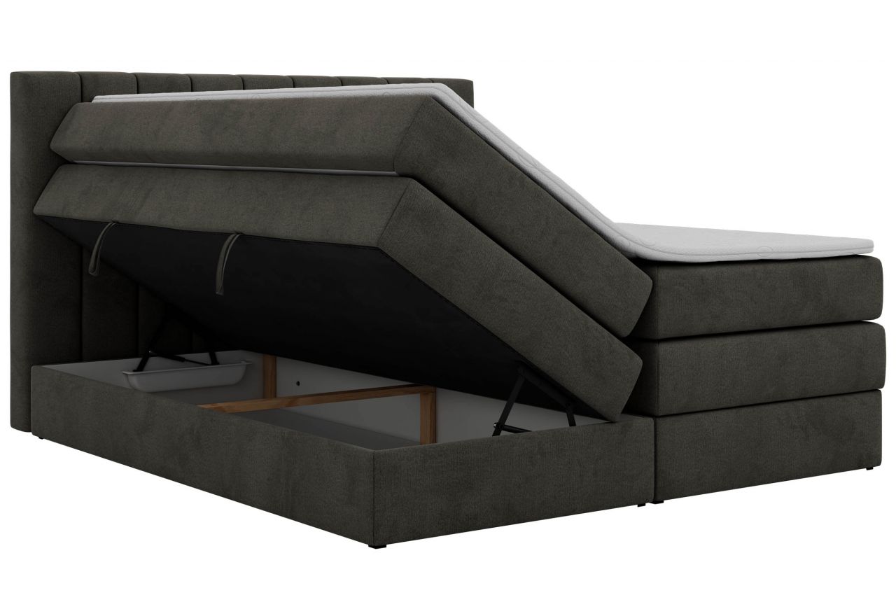 Łóżko kontynentalne - ALVER KING 180x200 - H3 - ciemnoszary, welwet - Topper T25