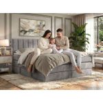 Łóżko kontynentalne - ALVER KING 200x200 - H4 - ciemnoszary, welwet - Topper T25