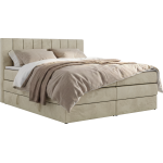 Łóżko kontynentalne - ALVER KING 180x200 - H4 - beżowy, welwet - Topper Visco