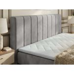 Łóżko kontynentalne - ALVER KING 160x200 - H3 - jasnoszary, welwet - Topper Visco