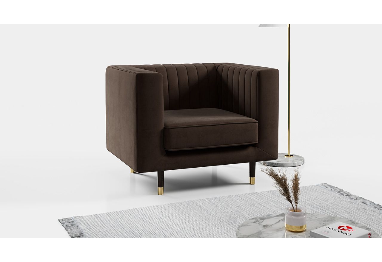 Fotel tapicerowany w nowoczesnym stylu jednoosobowy z opcją wyboru tkaniny - ELMO / Kronos 6