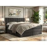 Łóżko kontynentalne - ALVER KING 140x200 - H4 - ciemnoszary, welwet - Topper Visco