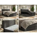 Łóżko kontynentalne - ALVER KING 180x200 - H4 - ciemnoszary, welwet - Topper Visco