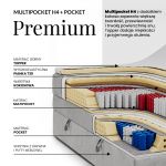 Łóżko kontynentalne - ALVER KING 180x200 - H4 - ciemnoszary, welwet - Topper Visco