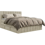 Łóżko kontynentalne - ALVER KING DUO 140x200 - H3 - beżowy, welwet - Topper T25