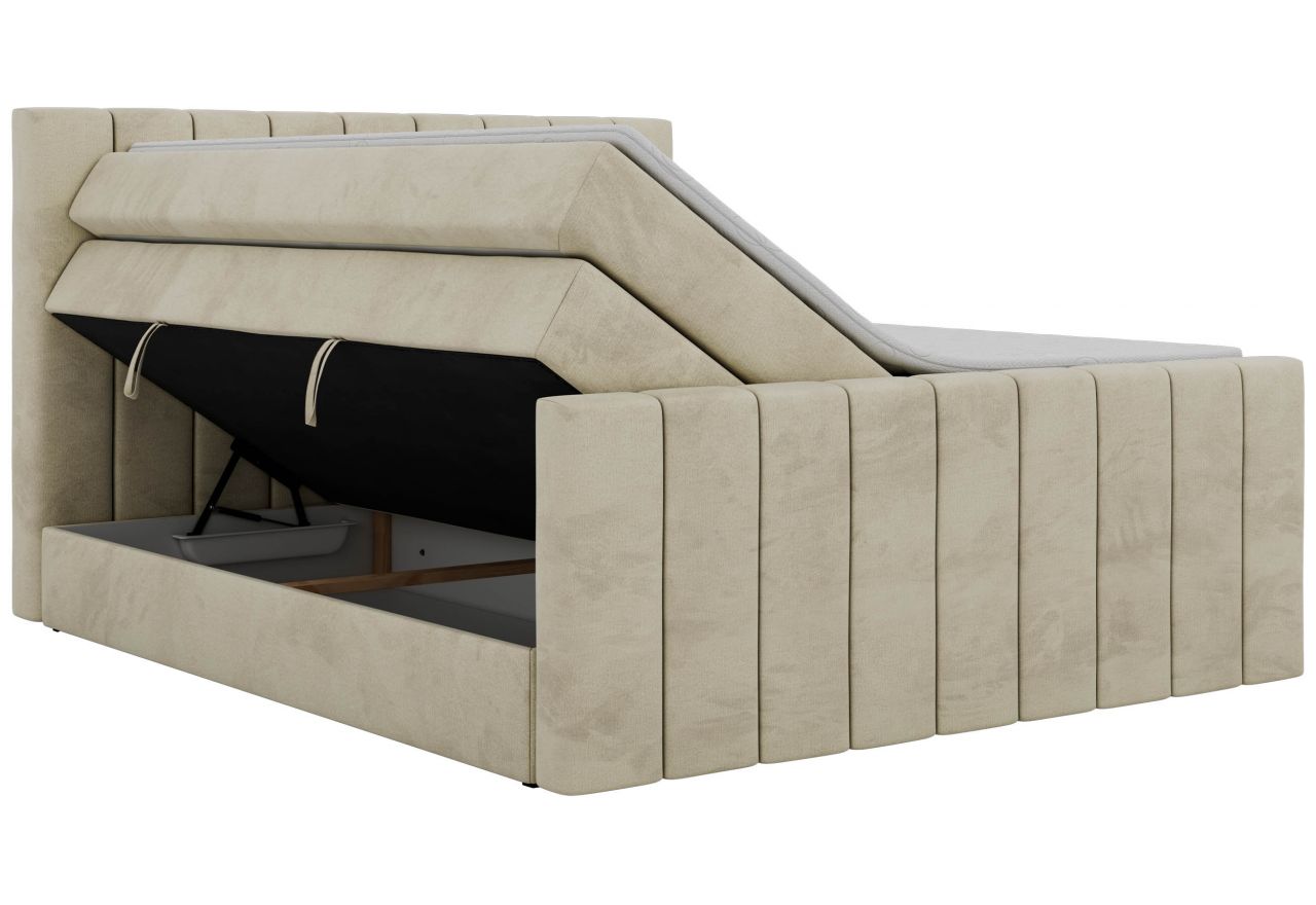 Łóżko kontynentalne - ALVER KING DUO 140x200 - H3 - beżowy, welwet - Topper T25