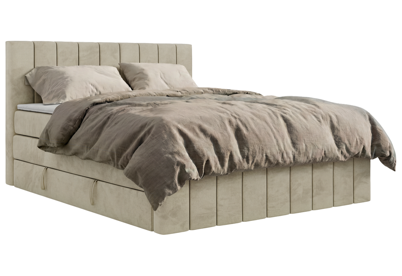 Łóżko kontynentalne - ALVER KING DUO 140x200 - H4 - beżowy, welwet - Topper T25