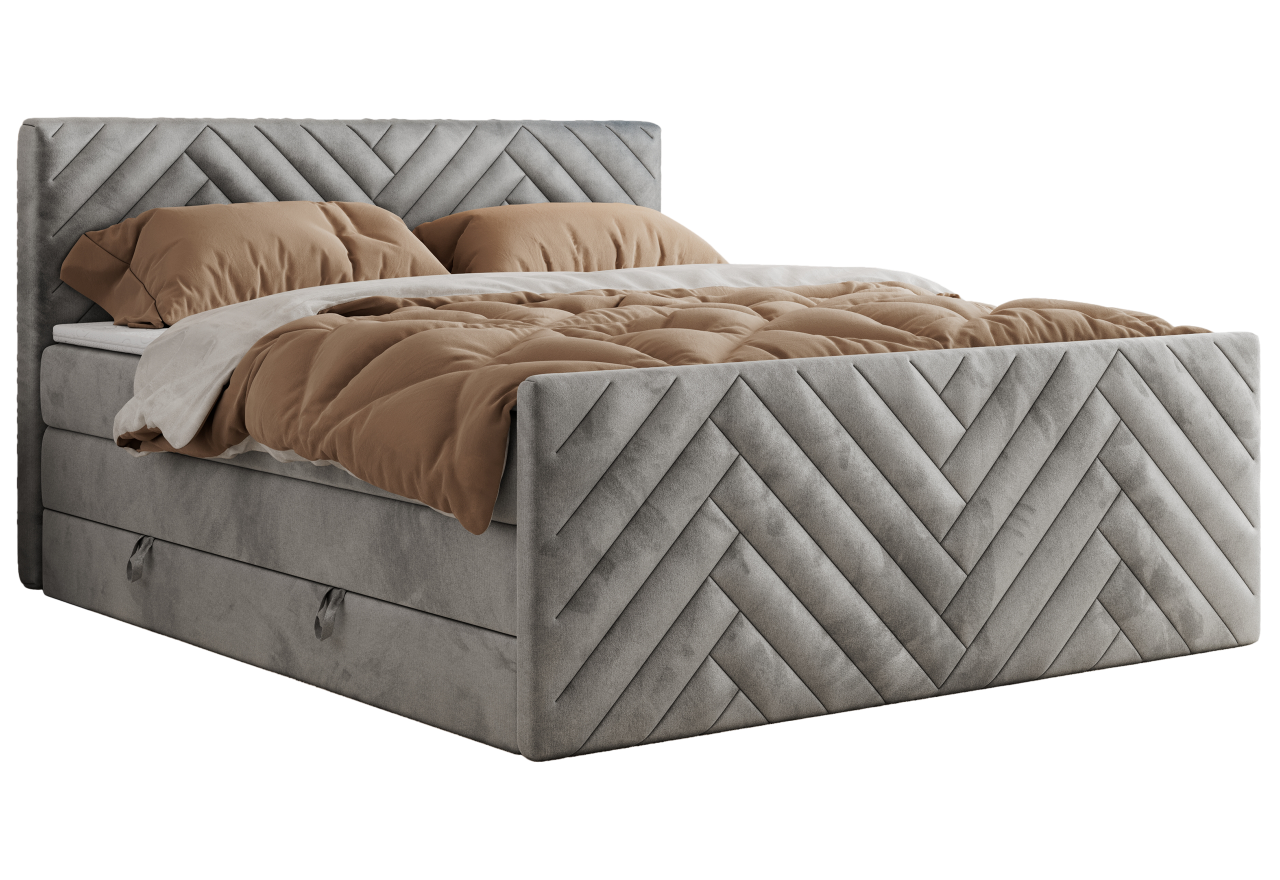 Łóżko kontynentalne PARIS KING DUO 180x200 - Monolith 84 - jasny szary - OUTLET