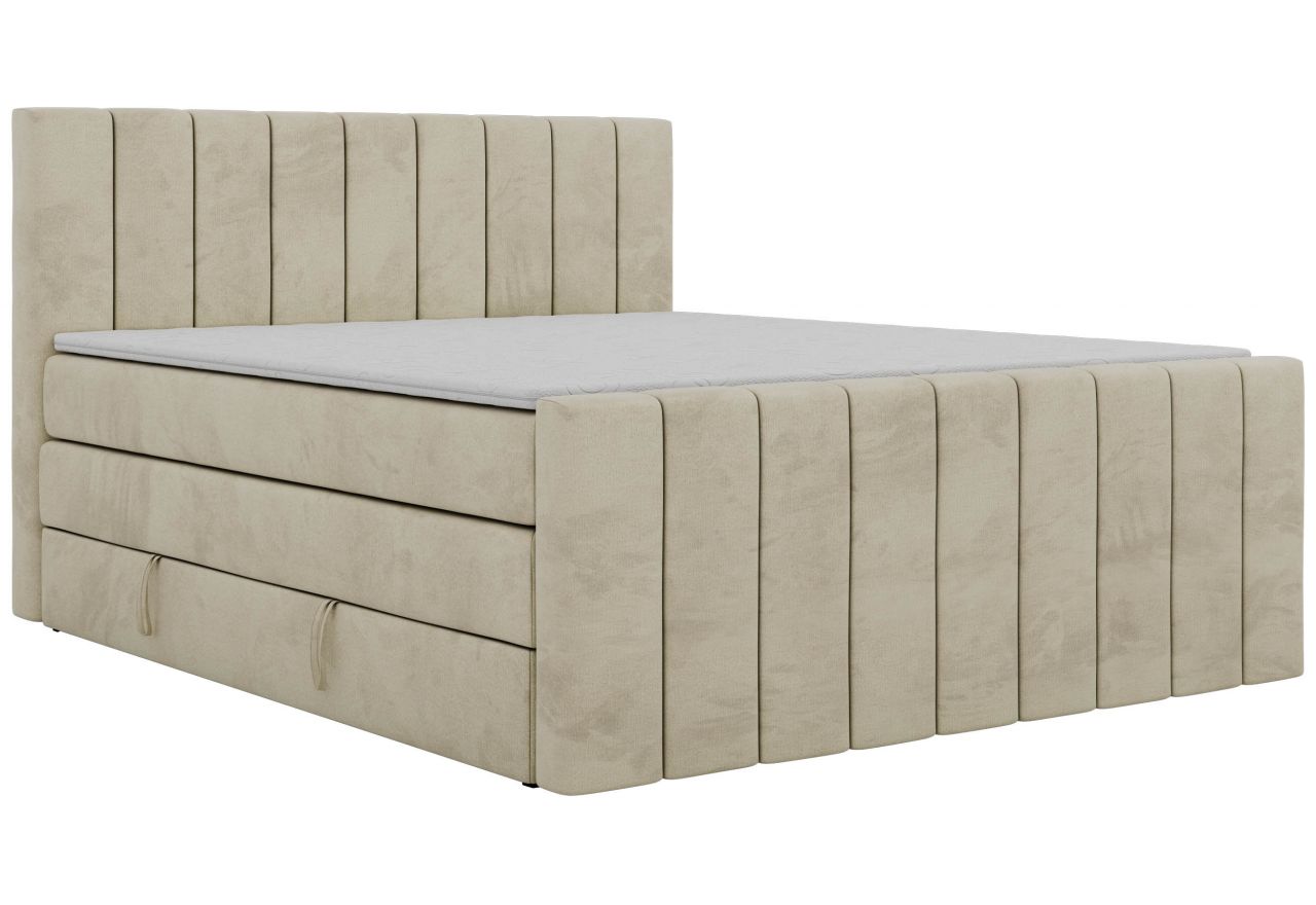 Łóżko kontynentalne - ALVER KING DUO 180x200 - H4 - beżowy, welwet - Topper T25