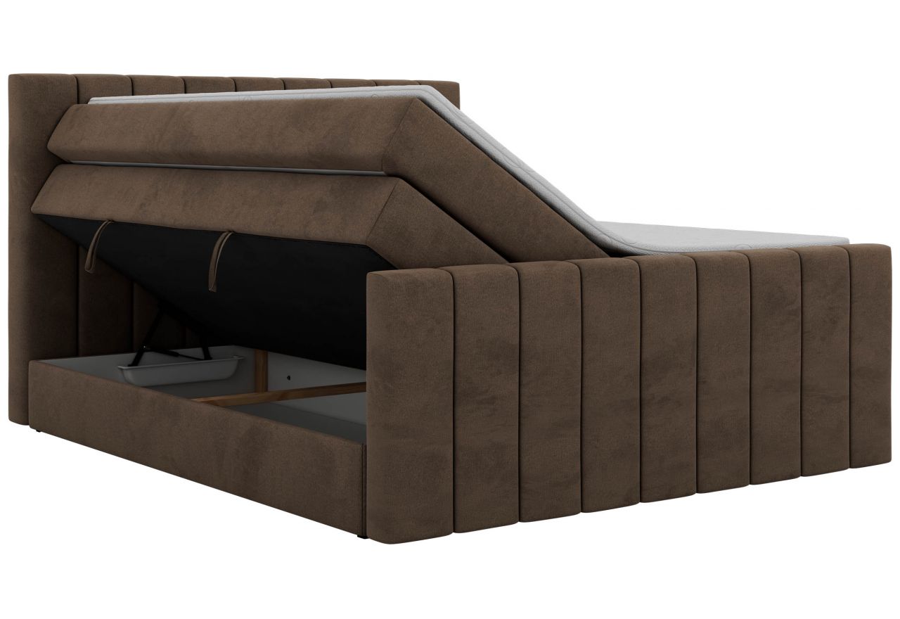 Łóżko kontynentalne - ALVER KING DUO 160x200 - H3 - brązowy, welwet - Topper T25