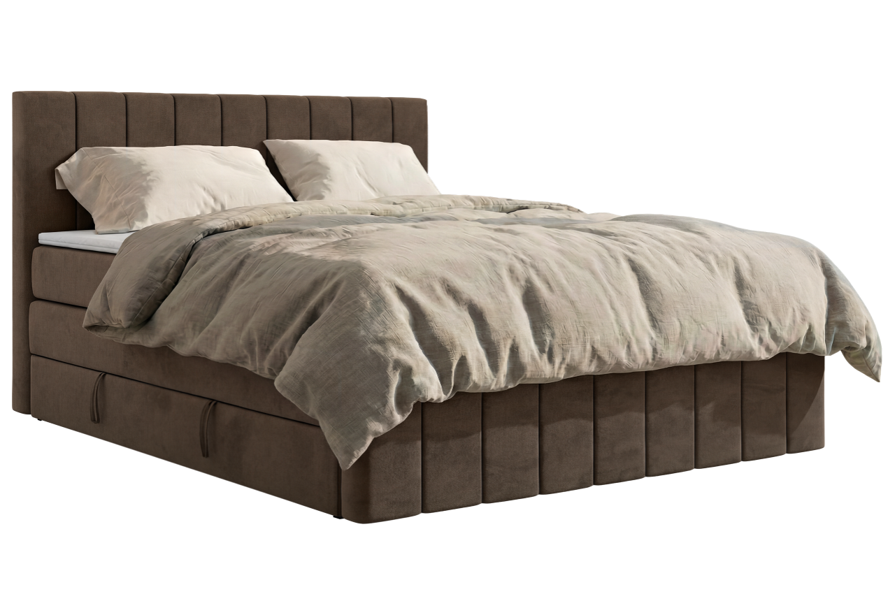 Łóżko kontynentalne - ALVER KING DUO 140x200 - H4 - brązowy, welwet - Topper T25