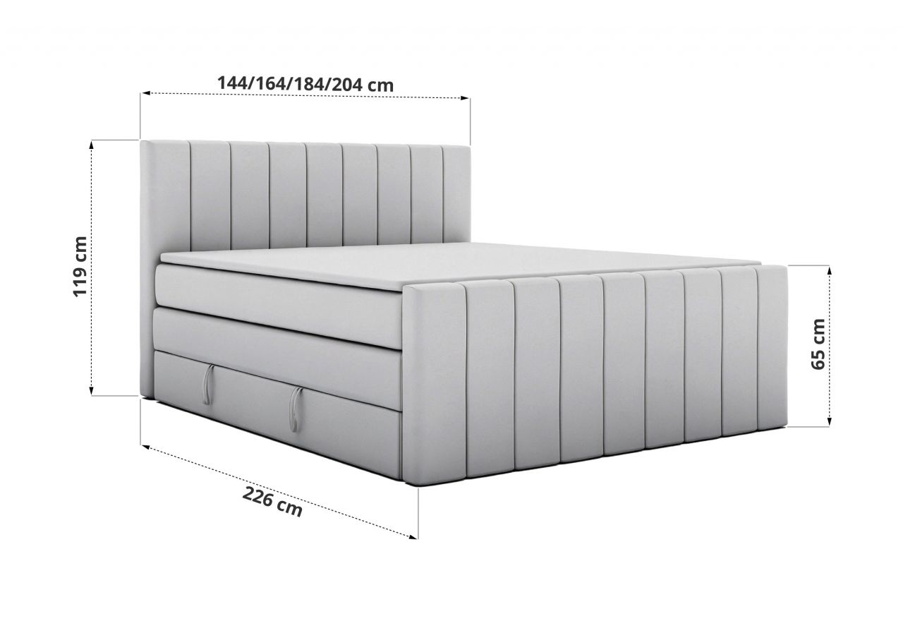 Łóżko kontynentalne - ALVER KING DUO 140x200 - H4 - brązowy, welwet - Topper T25