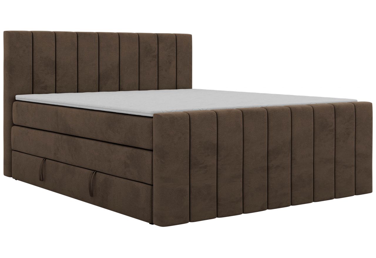 Łóżko kontynentalne - ALVER KING DUO 140x200 - H4 - brązowy, welwet - Topper T25