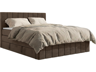 Łóżko kontynentalne - ALVER KING DUO 160x200 - H4 - brązowy, welwet - Topper T25