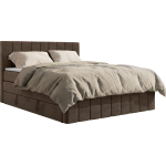 Łóżko kontynentalne - ALVER KING DUO 180x200 - H4 - brązowy, welwet - Topper T25