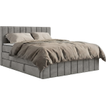 Łóżko kontynentalne - ALVER KING DUO 180x200 - H3 - jasnoszary, welwet - Topper T25