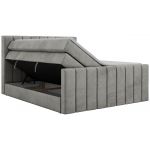 Łóżko kontynentalne - ALVER KING DUO 160x200 - H4 - jasnoszary, welwet - Topper T25