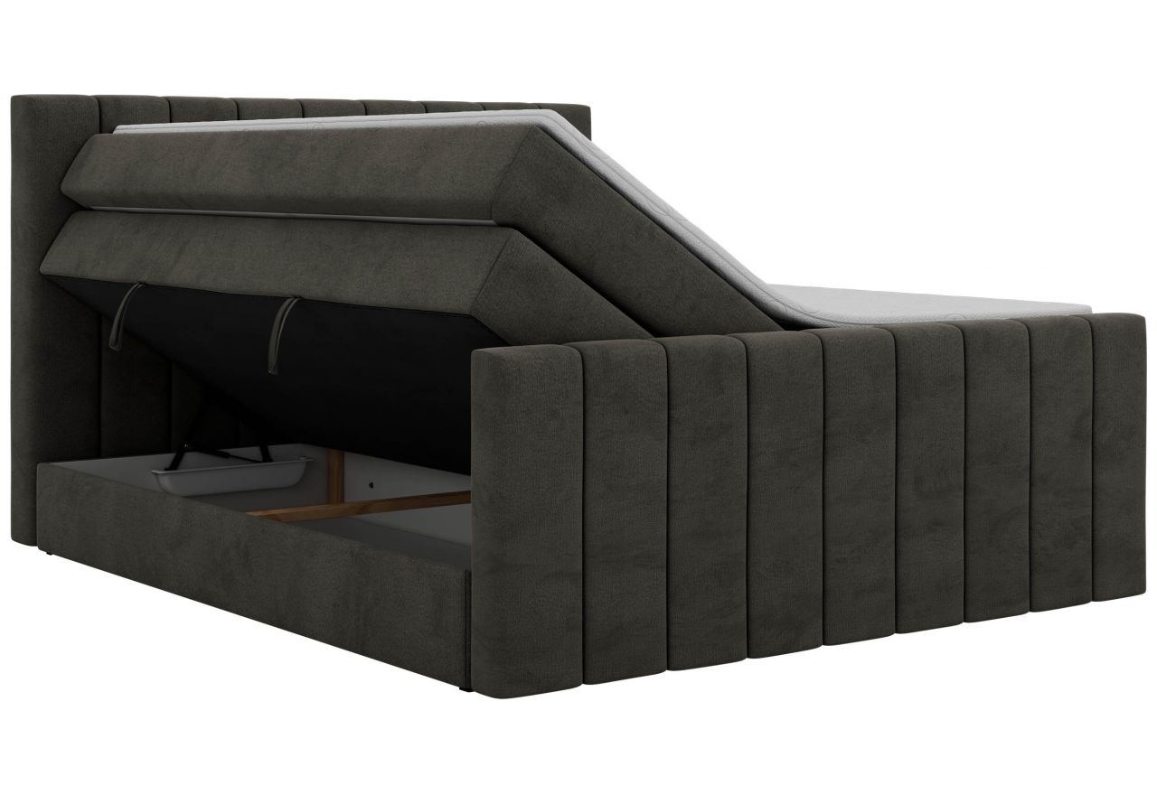 Łóżko kontynentalne - ALVER KING DUO 140x200 - H3 - ciemnoszary, welwet - Topper T25