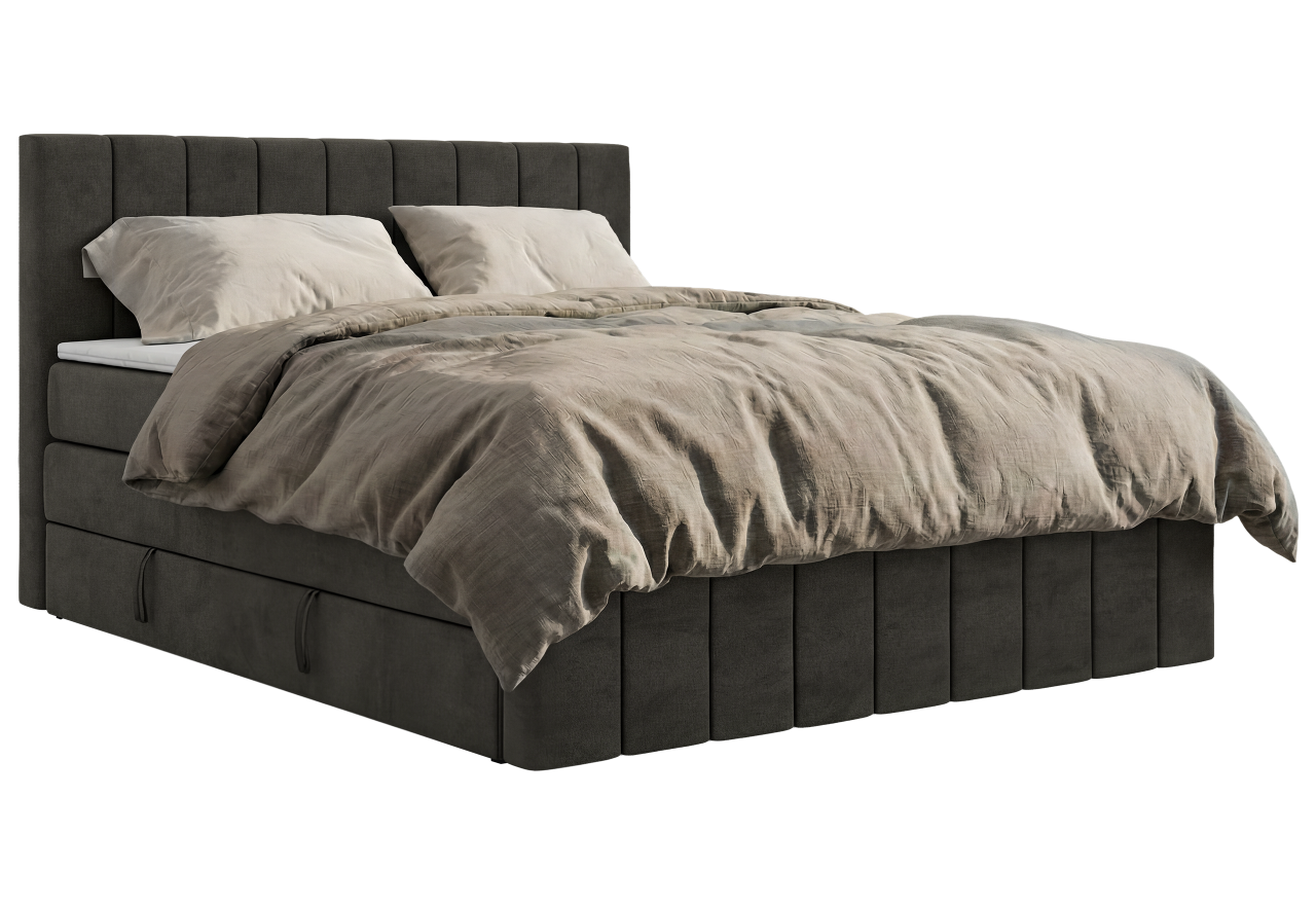 Łóżko kontynentalne - ALVER KING DUO 160x200 - H3 - ciemnoszary, welwet - Topper T25