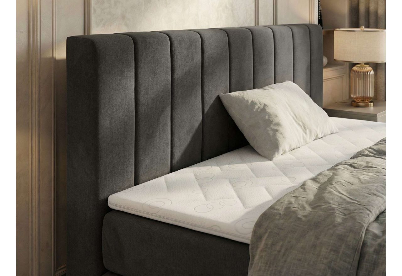 Łóżko kontynentalne - ALVER KING DUO 160x200 - H3 - ciemnoszary, welwet - Topper T25