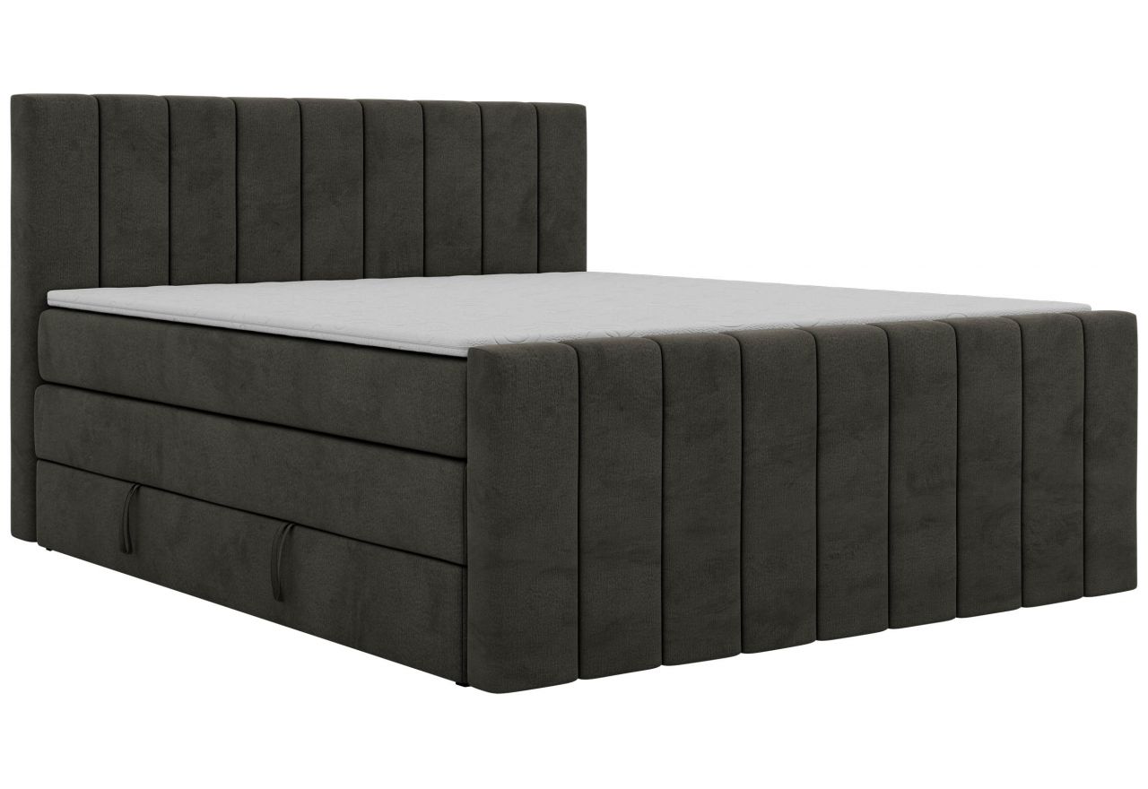 Łóżko kontynentalne - ALVER KING DUO 140x200 - H4 - ciemnoszary, welwet - Topper T25