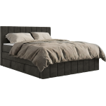 Łóżko kontynentalne - ALVER KING DUO 200x200 - H4 - ciemnoszary, welwet - Topper T25