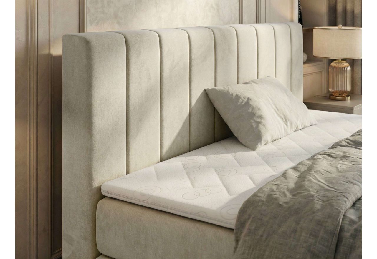 Łóżko kontynentalne - ALVER KING DUO 140x200 - H4 - beżowy, welwet - Topper Visco