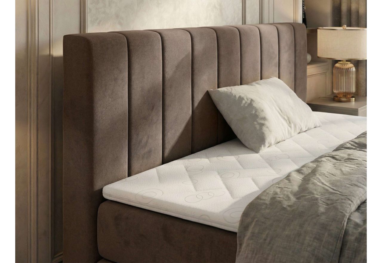 Łóżko kontynentalne - ALVER KING DUO 140x200 - H3 - brązowy, welwet - Topper Visco