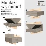 Łóżko kontynentalne - ALVER KING DUO 160x200 - H4 - brązowy, welwet - Topper Visco