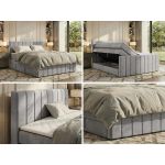 Łóżko kontynentalne - ALVER KING DUO 200x200 - H4 - jasnoszary, welwet - Topper Visco