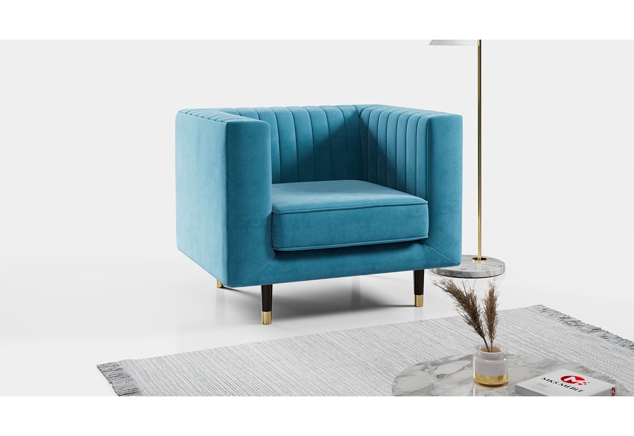 Fotel jednoosobowy, tapicerowany z opcją wyboru tkaniny w nowoczesnym stylu - ELMO / Kronos 13