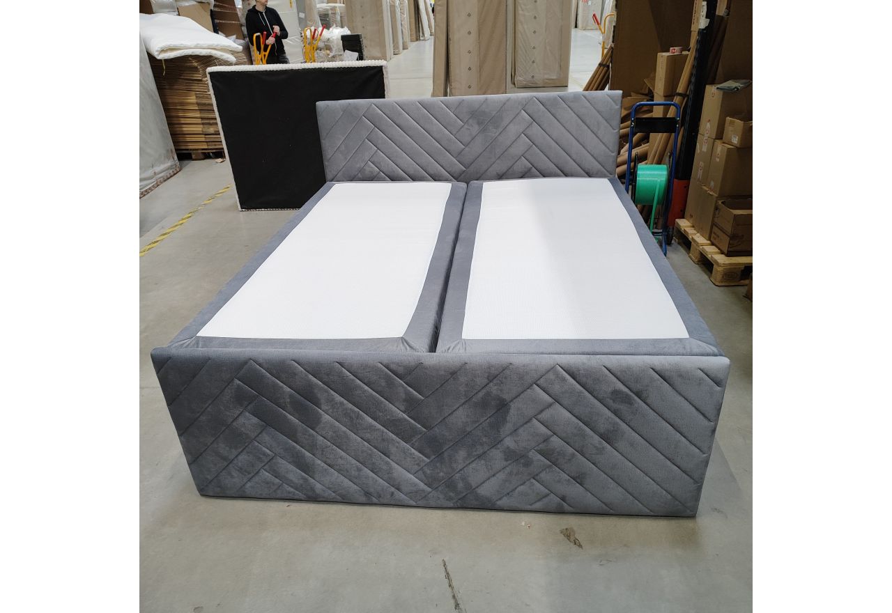 Łóżko kontynentalne PARIS KING DUO 180x200 - Monolith 84 - jasny szary - OUTLET