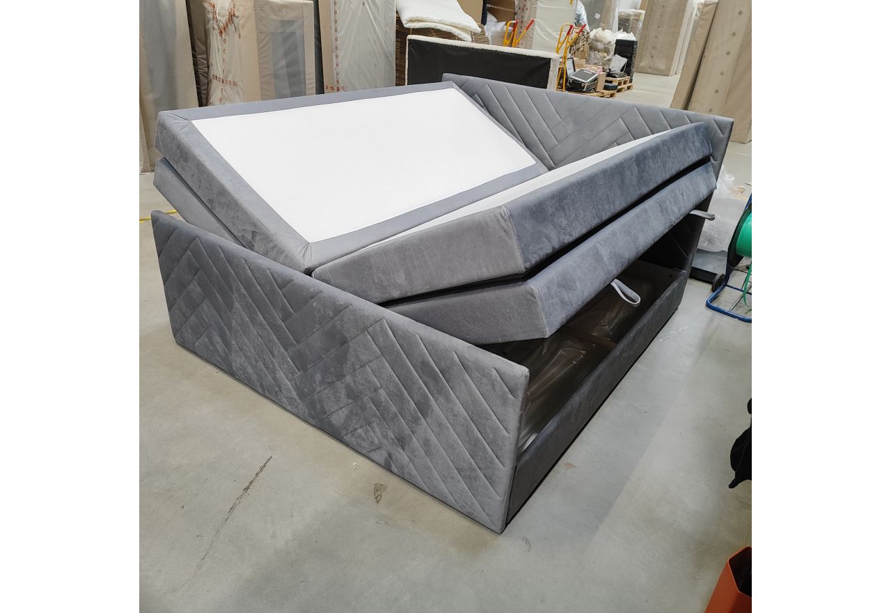 Łóżko kontynentalne PARIS KING DUO 180x200 - Monolith 84 - jasny szary - OUTLET