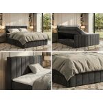 Łóżko kontynentalne - ALVER KING DUO 200x200 - H3 - ciemnoszary, welwet - Topper Visco