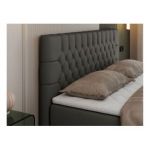 Łóżko kontynentalne PERA 200x200 - Soft 20 - grafitowa ekoskóra - OUTLET