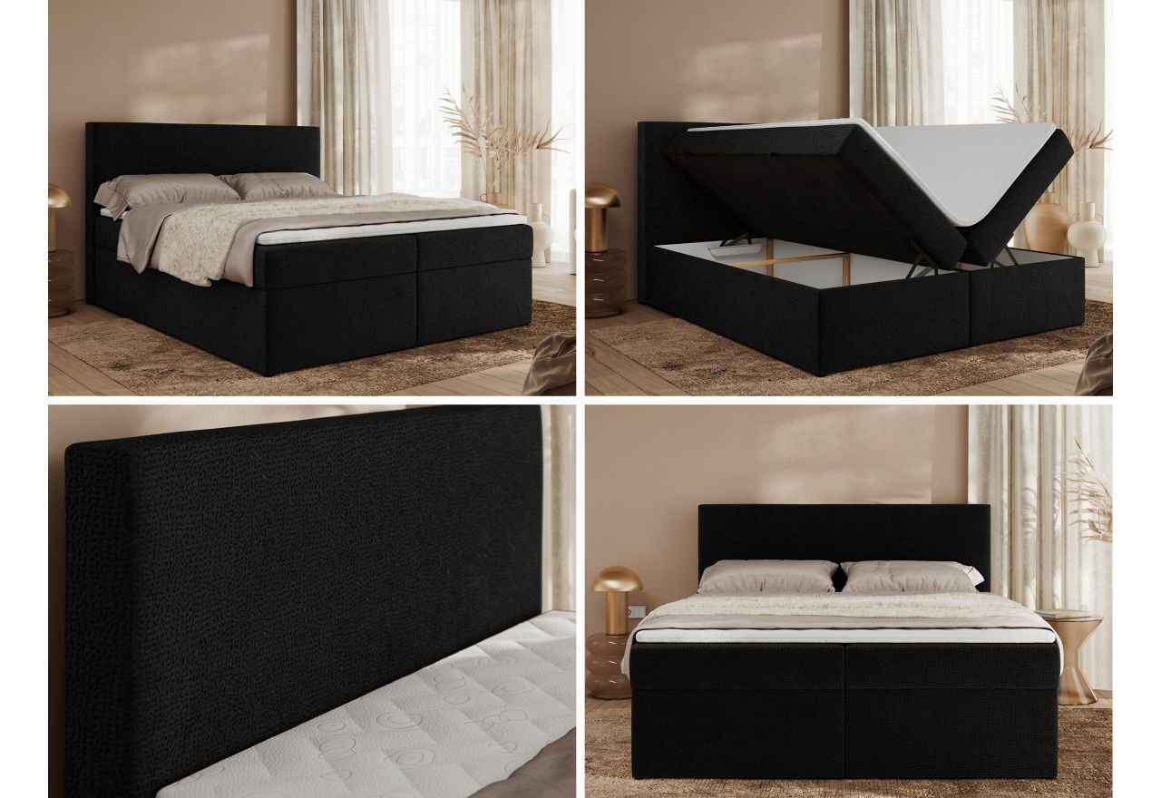 Łóżko kontynentalne JAGUAR 140x200 - Jaguar 22 - czarny - OUTLET