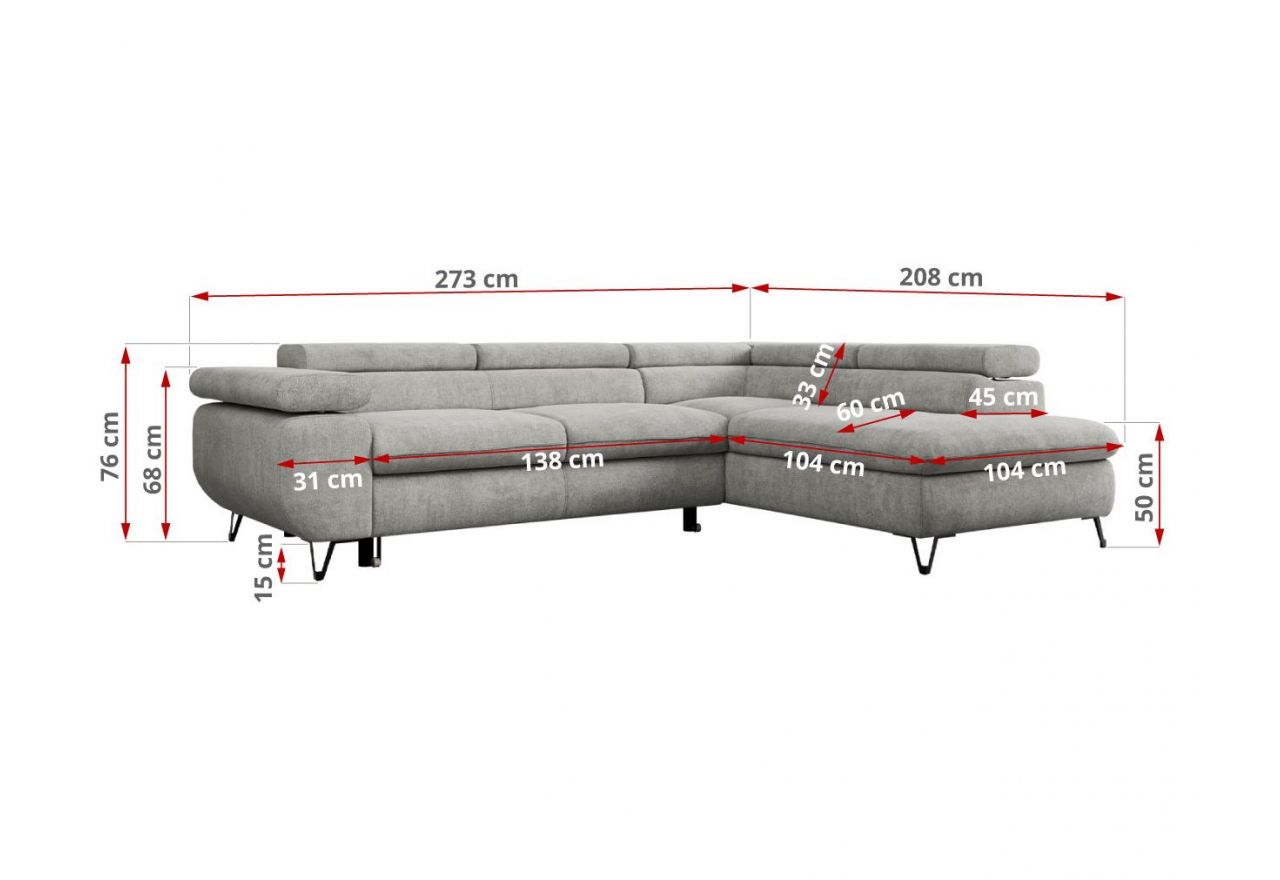 Narożnik PETER L - Matana 01 - jasny szary - OUTLET