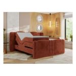 Łóżko kontynentalne, elektrycznie sterowane z pilota - FORTINA 180x200 - Lapit 44 - pomarańczowy - OUTLET