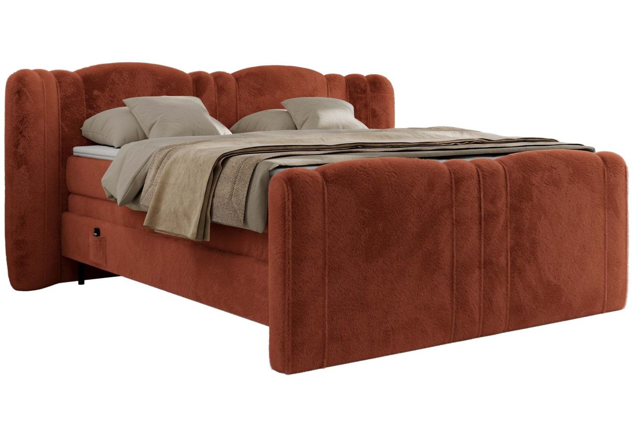 Łóżko kontynentalne, elektrycznie sterowane z pilota - FORTINA 180x200 - Lapit 44 - pomarańczowy - OUTLET