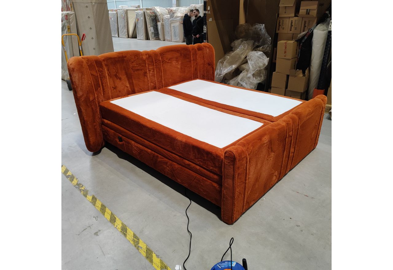 Łóżko kontynentalne, elektrycznie sterowane z pilota - FORTINA 180x200 - Lapit 44 - pomarańczowy - OUTLET