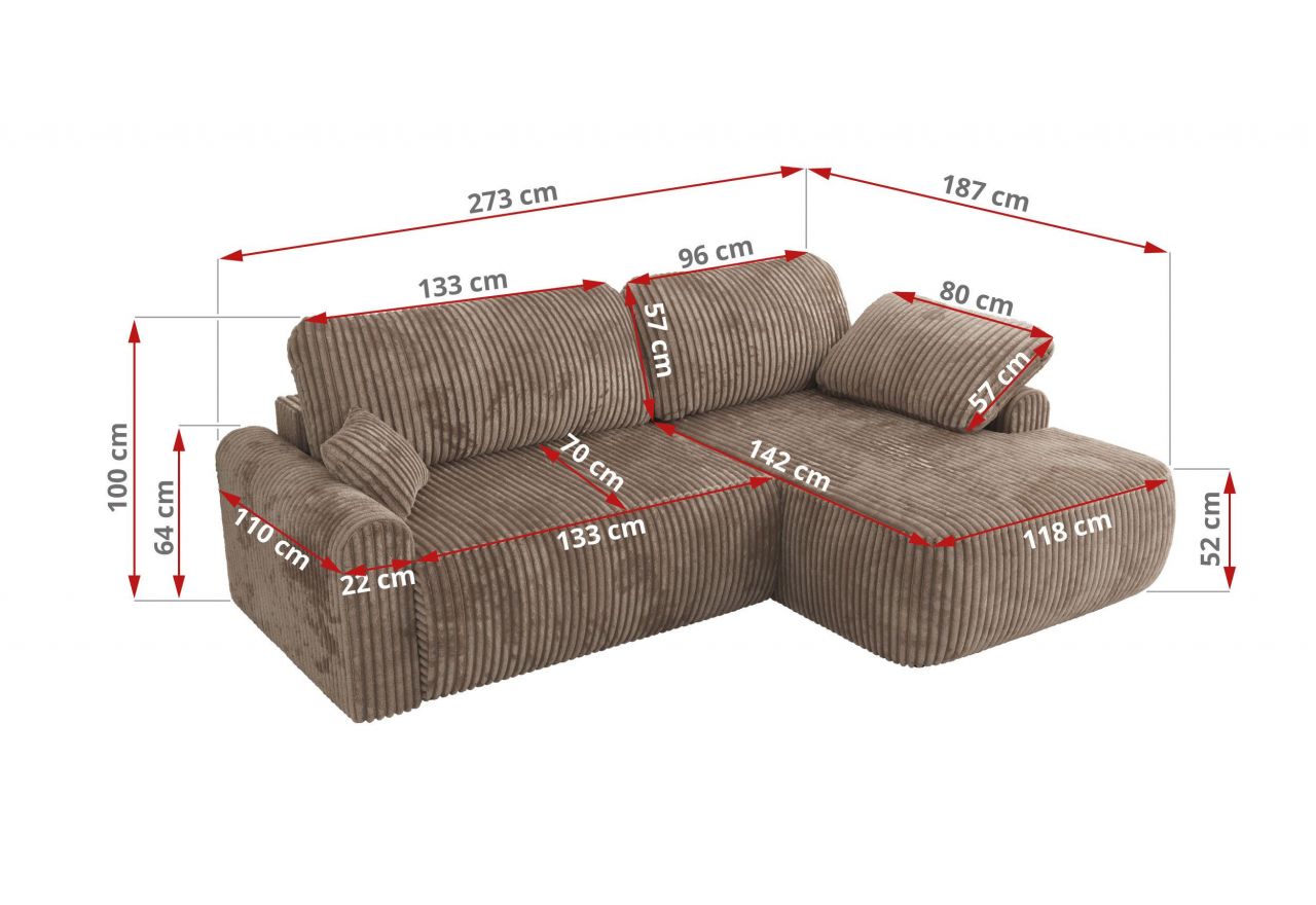 Narożnik CUBO L - Tilia 17 - brązowy - OUTLET