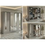 Szafa przesuwna GRECJA 240 cm - szary z lustrem + 4 szuflady