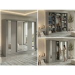 Szafa przesuwna GRECJA 240 cm - szary z lustrem